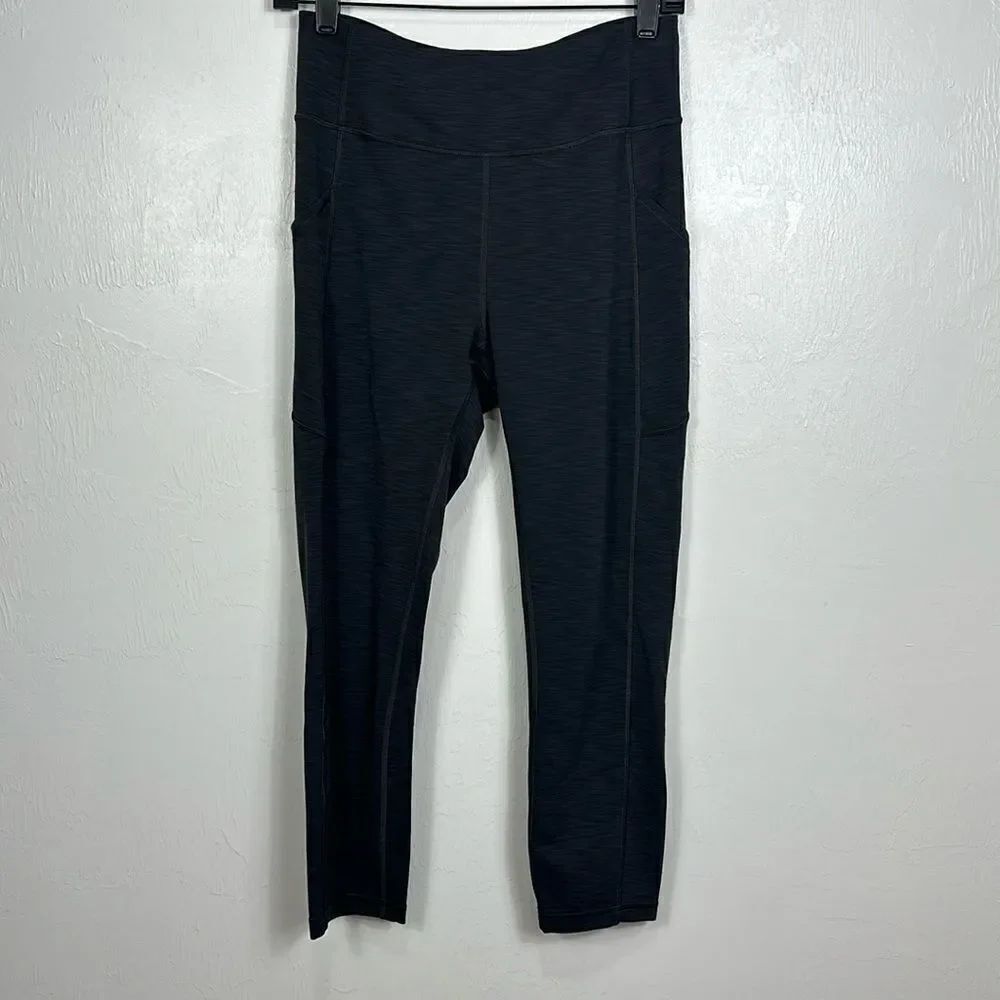 Lululemon Athletica Mid Rise Heathered Black Cropped Leggings Size 8